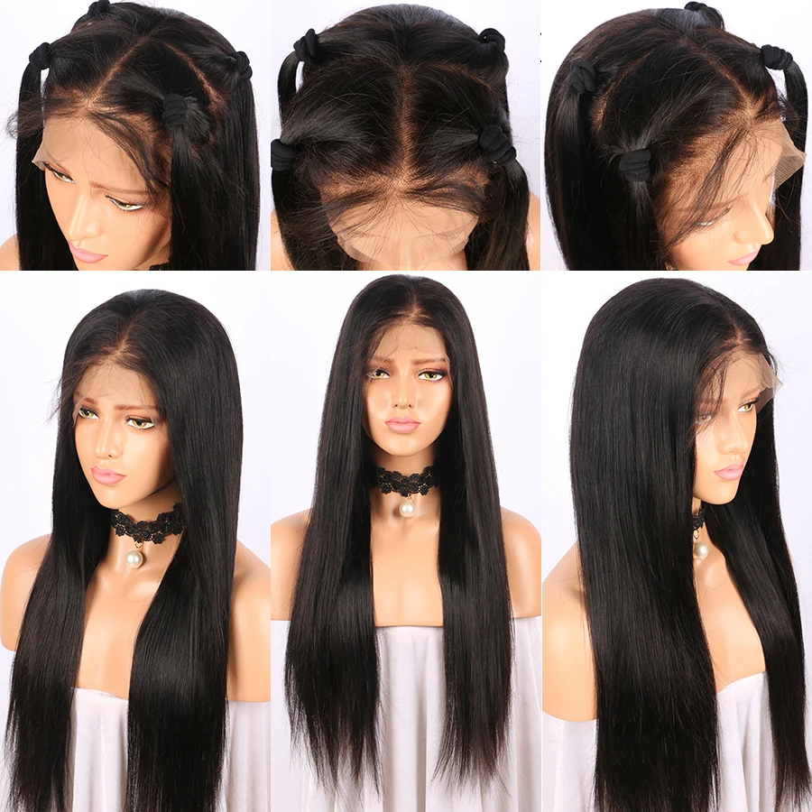 Elva Hair 250% Density 360 Lace Frontal Wigs Pre Plucked Natural Hairline Brazilian Remy Hair Straight Lace Wigs For Black Women3