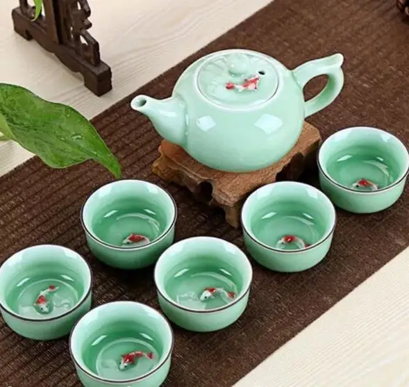 Керамическая 3D Koi Fish Kung Fu чайная чашка чайный чайник для чайной церемонии матча
