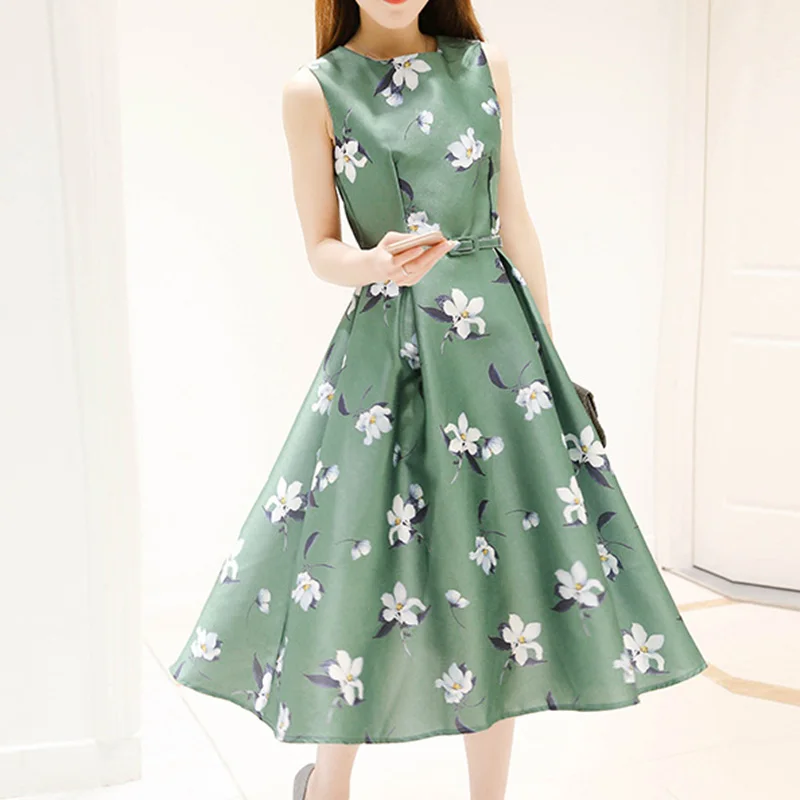 Summer Female Elegant Dresses Casual Printed Off Shoulder Tank Dress Women O-neck Slim Knee-Length Empire A-Line Sweet Sundress
Summer Female Elegant Dresses Casual Printed Off Shoulder Tank Dress Women O-neck Slim Knee-Length Empire A-Line Sweet Sundress