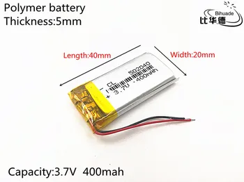 10pcs/lot 3.7V 400mAh 502040 Lithium Polymer Li-Po li ion Rechargeable Battery cells For Mp3 MP4 MP5 toy mobile bluetooth
10pcs/lot 3.7V 400mAh 502040 Lithium Polymer Li-Po li ion Rechargeable Battery cells For Mp3 MP4 MP5 toy mobile bluetooth