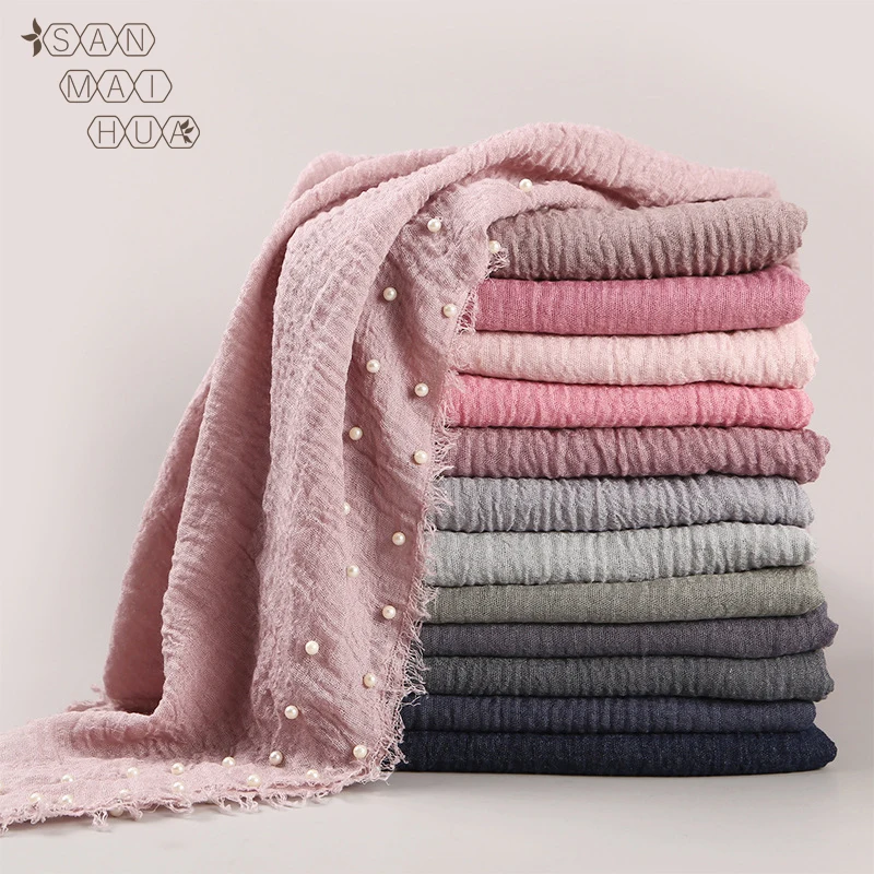 95*180cm women muslim crinkle hijab scarf with pearls femme musulman soft cotton headscarf islamic long shawls and wraps 55color
95*180cm women muslim crinkle hijab scarf with pearls femme musulman soft cotton headscarf islamic long shawls and wraps 55color