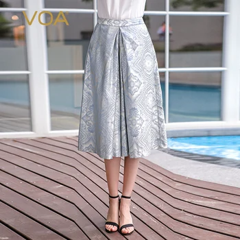 VOA 2017 Summer Silk Jacquard Women Vintage Wide Leg Pants Plus Size Loose Light Grey Casual Elegant Calf-Length Pants K7598
VOA 2017 Summer Silk Jacquard Women Vintage Wide Leg Pants Plus Size Loose Light Grey Casual Elegant Calf-Length Pants K7598