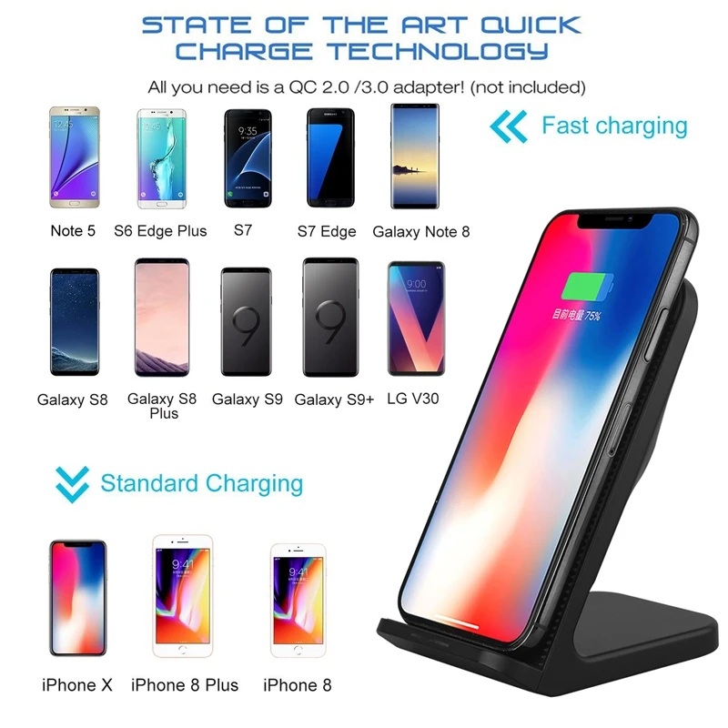DCAE 10W Wireless Charger For Samsung Galaxy S9 S8 Note 9 8 Qi Wireless Charging Dock For iPhone X XS Max 8 Plus XR USB Charger Sadoun.com