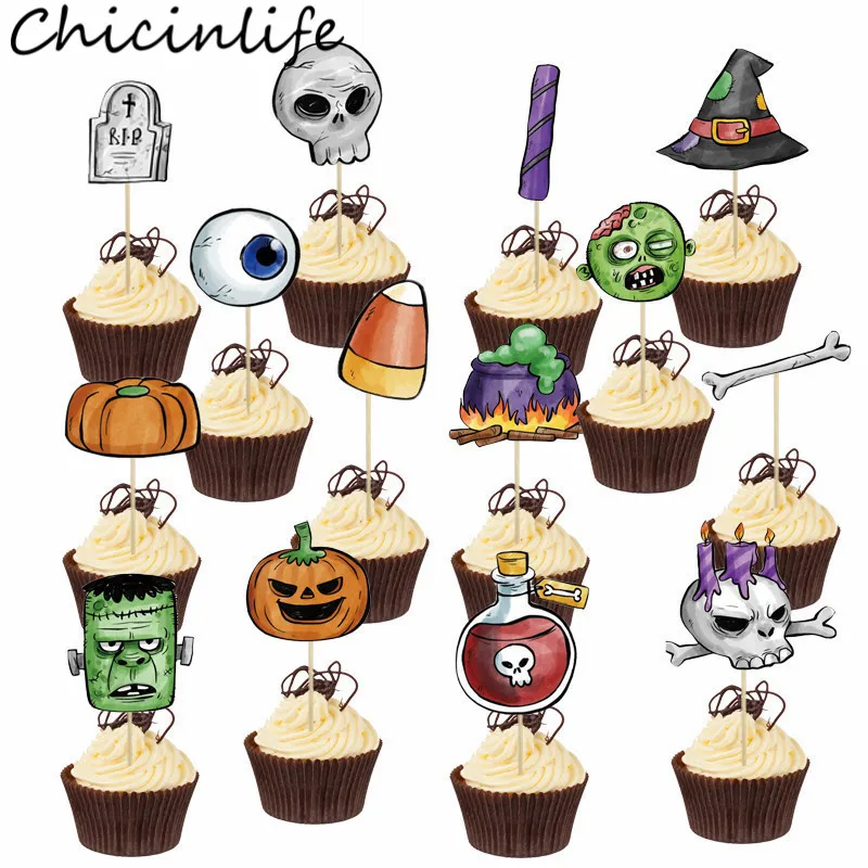 Chicinlife 14Pcs Halloween Ghost Pumpkin Skull Head Shaped Cupcake Toppers Happy Halloween Party Cake Baking Accessory Supplies
Chicinlife 14Pcs Halloween Ghost Pumpkin Skull Head Shaped Cupcake Toppers Happy Halloween Party Cake Baking Accessory Supplies