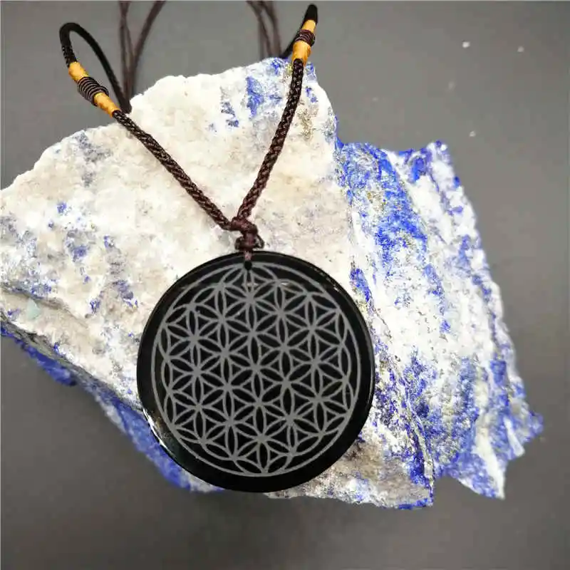 Fashion Natural Fashion Obsidian Carved Flower Of Life With Rope Chain Necklace For Healing
Fashion Natural Fashion Obsidian Carved Flower Of Life With Rope Chain Necklace For Healing