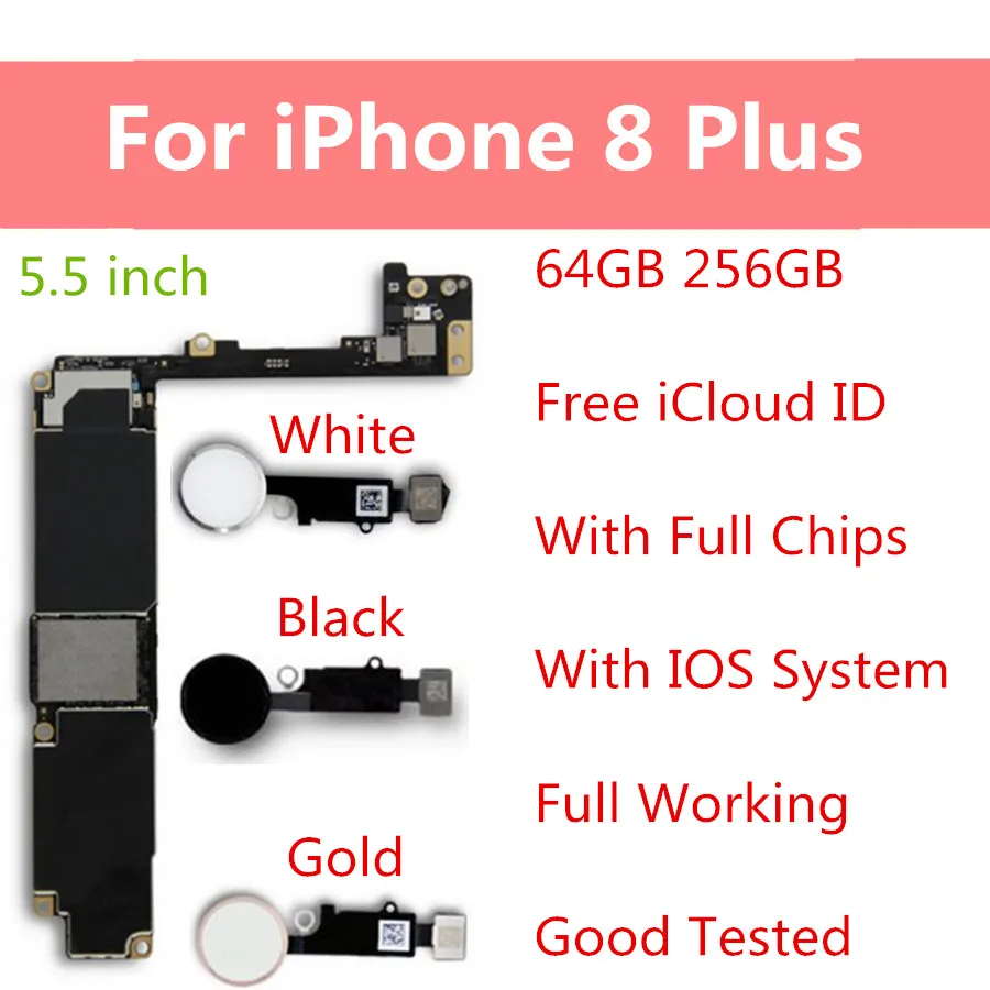 For iPhone 8 Plus 64GB 256GB Motherboard Unlocked For iPhone 8 Plus 5.5inch Logic Board Full Tested Mainboard With Chips Free Sh
For iPhone 8 Plus 64GB 256GB Motherboard Unlocked For iPhone 8 Plus 5.5inch Logic Board Full Tested Mainboard With Chips Free Sh
