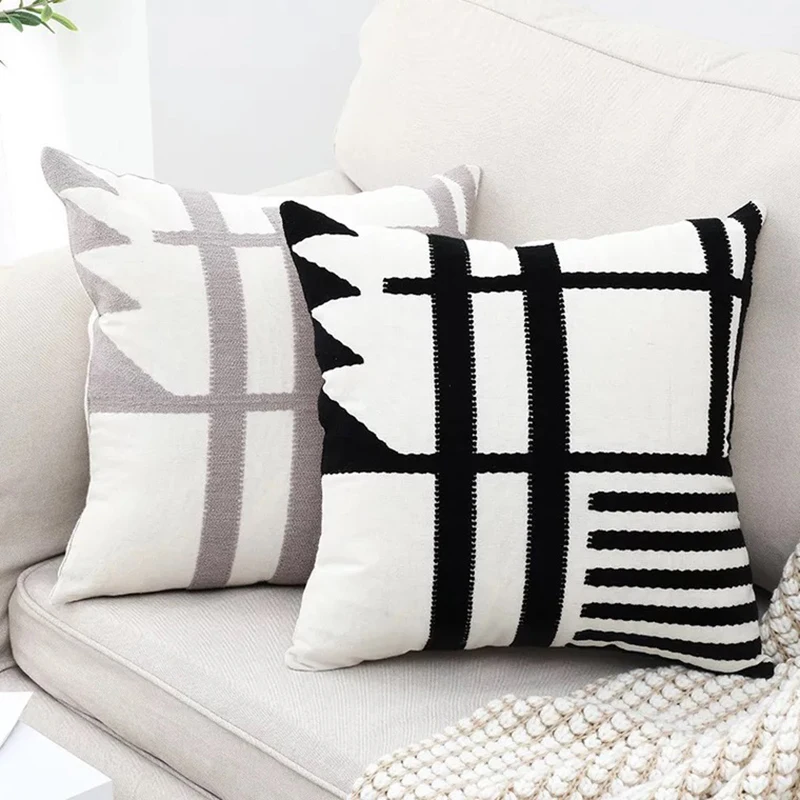 Home Decorative Black White Gray Cushion Cover Embroidered Burlap Square Embroidery Pillow Cover 45x45cm Zip Open
Home Decorative Black White Gray Cushion Cover Embroidered Burlap Square Embroidery Pillow Cover 45x45cm Zip Open