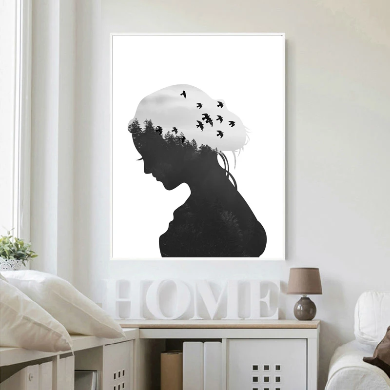 Black White Abstract Girl Forest Quotes Wall Art Canvas Painting Nordic Posters And Prints Wall Pictures For Living Room Decor
Black White Abstract Girl Forest Quotes Wall Art Canvas Painting Nordic Posters And Prints Wall Pictures For Living Room Decor