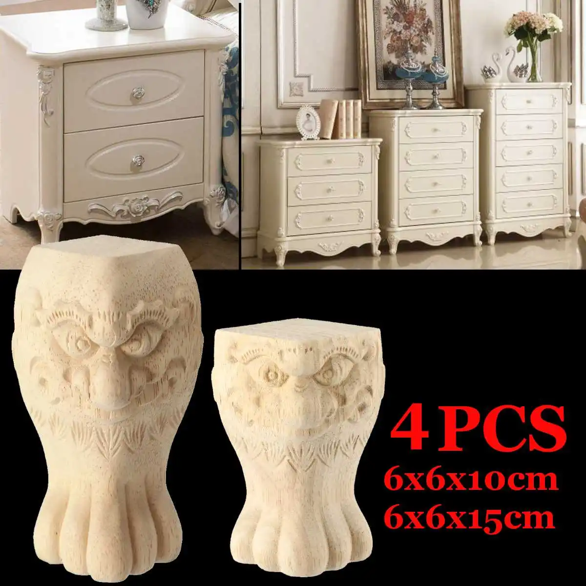 4Pcs 10/15cm European Carved Furniture Legs Foot Wood TV Cabinet Seat Foot Bathroom Cabinet Legs
4Pcs 10/15cm European Carved Furniture Legs Foot Wood TV Cabinet Seat Foot Bathroom Cabinet Legs