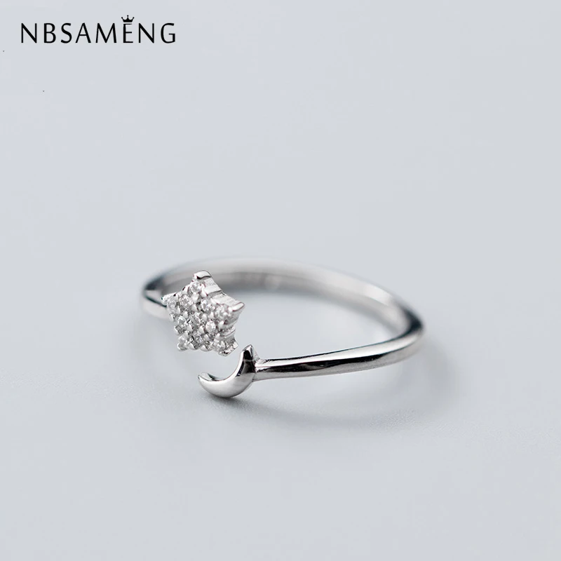 NBSAMENG Real 925 Sterling Silver Crystal Star Moon Opening Rings For Women Adjustable Ring Jewelry Gift
NBSAMENG Real 925 Sterling Silver Crystal Star Moon Opening Rings For Women Adjustable Ring Jewelry Gift