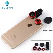 GULYNN Fish eye universal 3 in 1 mobile phone chip lenses fisheye wide angle macro camera for iphone 6s 7 7plus samsung S6 S5 S4