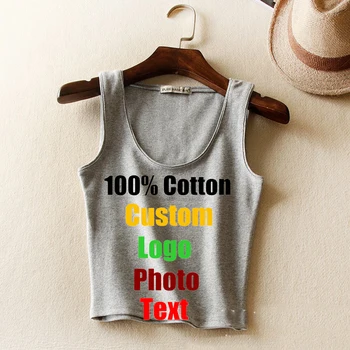 Slim High Elastic Cotton Custom Logo Text printed Women Tanks Cropped Top T shirt Sleeveless Lady T shirt Solid Tees Crop Vest
Slim High Elastic Cotton Custom Logo Text printed Women Tanks Cropped Top T shirt Sleeveless Lady T shirt Solid Tees Crop Vest