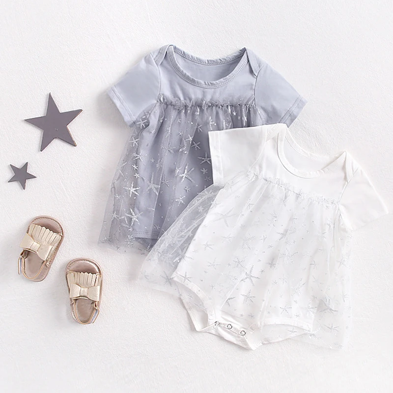 Infant Bodysuit Baby Girls Short Sleeve Stars Mesh Cotton Triangle Romper Fashion Baby Clothes + Hair Band
Infant Bodysuit Baby Girls Short Sleeve Stars Mesh Cotton Triangle Romper Fashion Baby Clothes + Hair Band