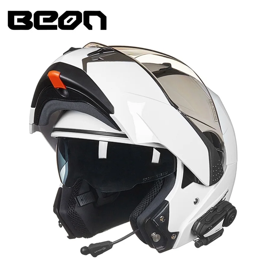 

Free shipping 1pcs Double Lens Flip up 1000m V3 Bluetooth Helmet Intercom Headset Interphone Radio Racing Motorcycle Helmet