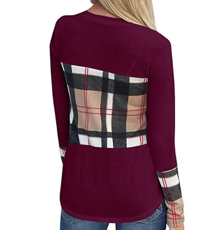 2019 Casual Style Women Girls Round Collar Patchwork Chequer Long Sleeve Spring Fall T-shirt
2019 Casual Style Women Girls Round Collar Patchwork Chequer Long Sleeve Spring Fall T-shirt