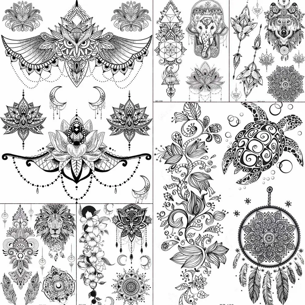 YURAN Women Girl Big Arm Owl Fake Tattoo Temporary Mandala Flower Henna India Tatoo Stickers Custom Black Turtle Tattoos Girls
YURAN Women Girl Big Arm Owl Fake Tattoo Temporary Mandala Flower Henna India Tatoo Stickers Custom Black Turtle Tattoos Girls