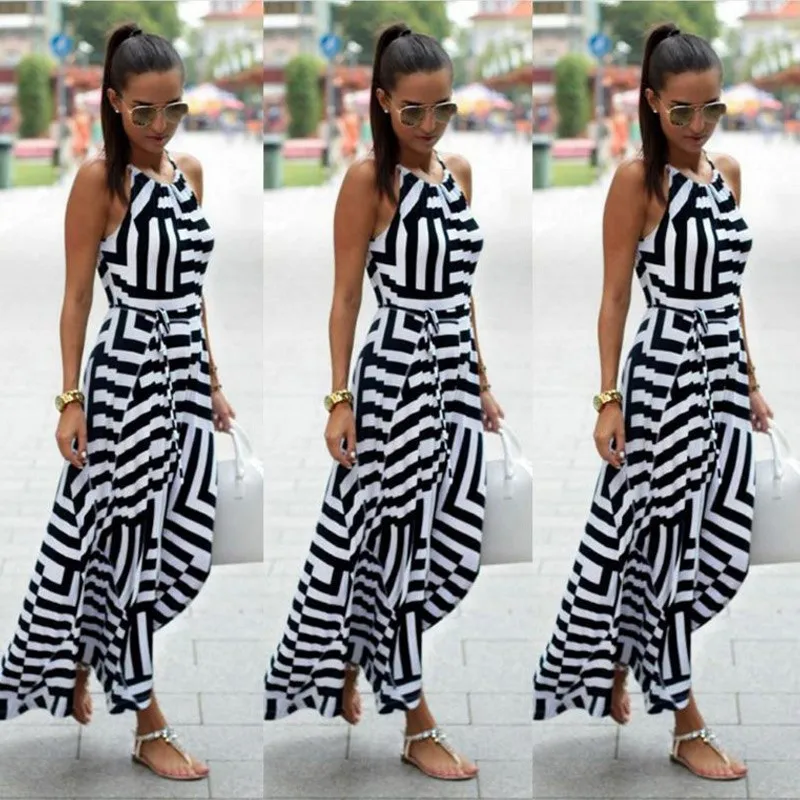 black Sleeveless High Waist Long Maxi Dress With Belt