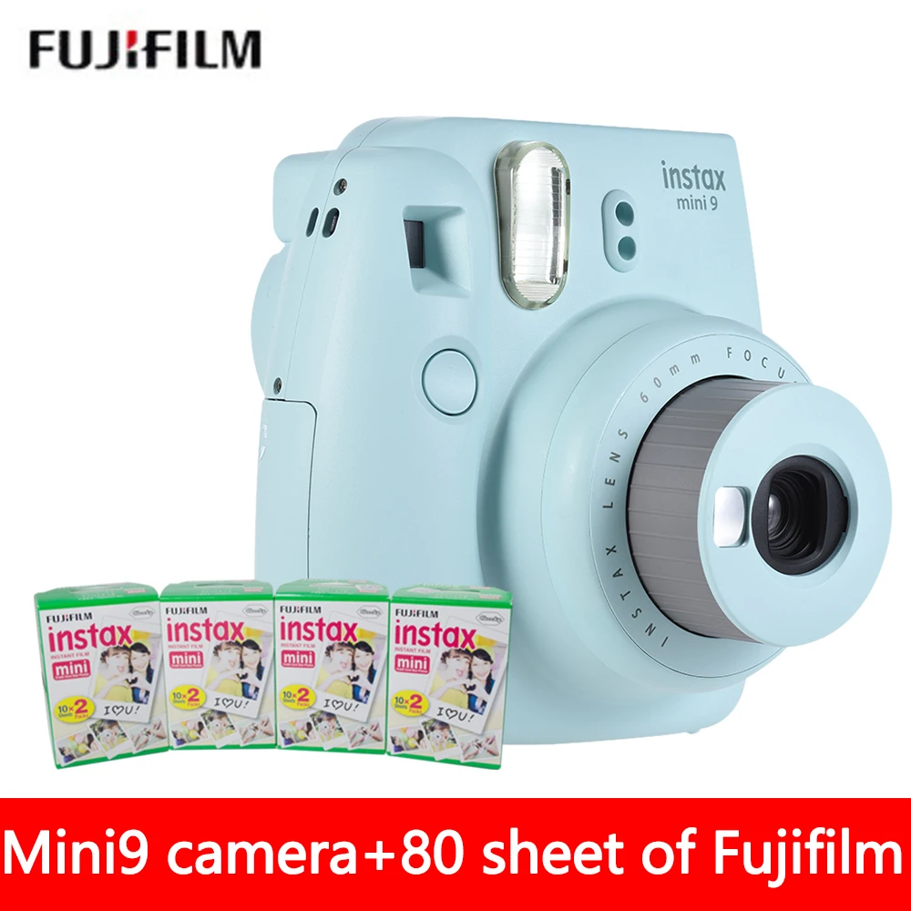 Фотокамера Fujifilm Instax Mini 9 5 цветов 80 листов белая пленка Fuji 3 дюйма + объектив с