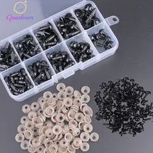 Quaslover שחור פלסטיק בטיחות צעצועי עיני חלק מלאכות עבור דובון רך צעצוע בובת חיה בעבודת יד בובות DIY אביזרים(China)