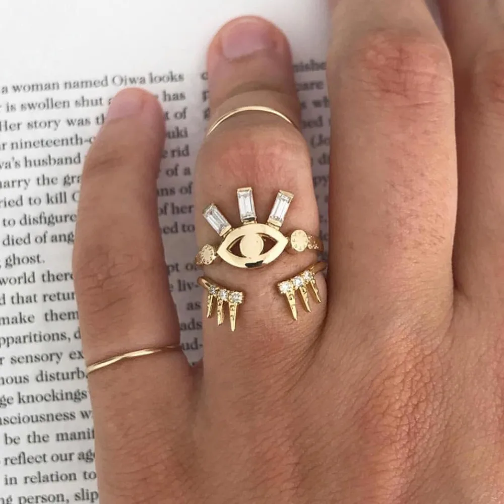 2pcs/set Boho Fashion Eye Ring for Women Vintage Party Runway Friend Vintage Gold Rings Graduation Gift Friendship Jewelry mujer
2pcs/set Boho Fashion Eye Ring for Women Vintage Party Runway Friend Vintage Gold Rings Graduation Gift Friendship Jewelry mujer