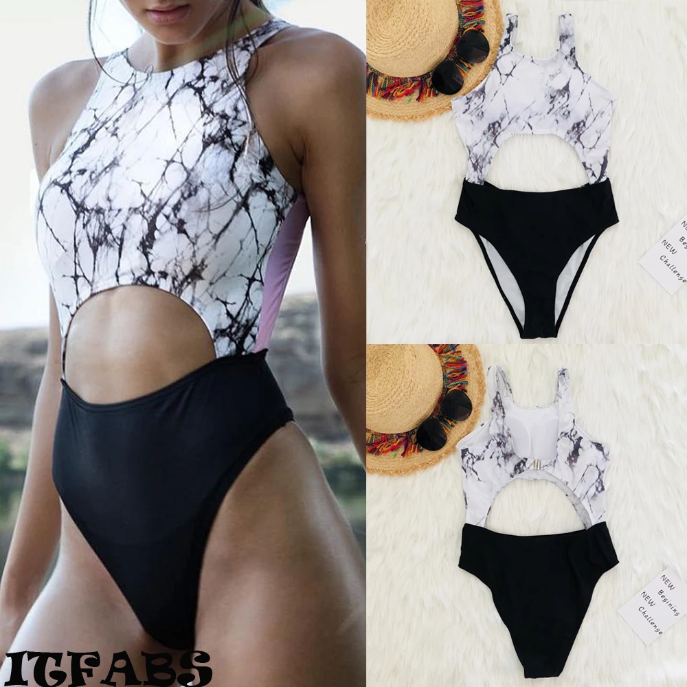 Women Summer Swimwear Marble Printed Swimsuit One-Piece Bathing Suit Hollow Out Swimwear Bathing Bikini Set
Women Summer Swimwear Marble Printed Swimsuit One-Piece Bathing Suit Hollow Out Swimwear Bathing Bikini Set