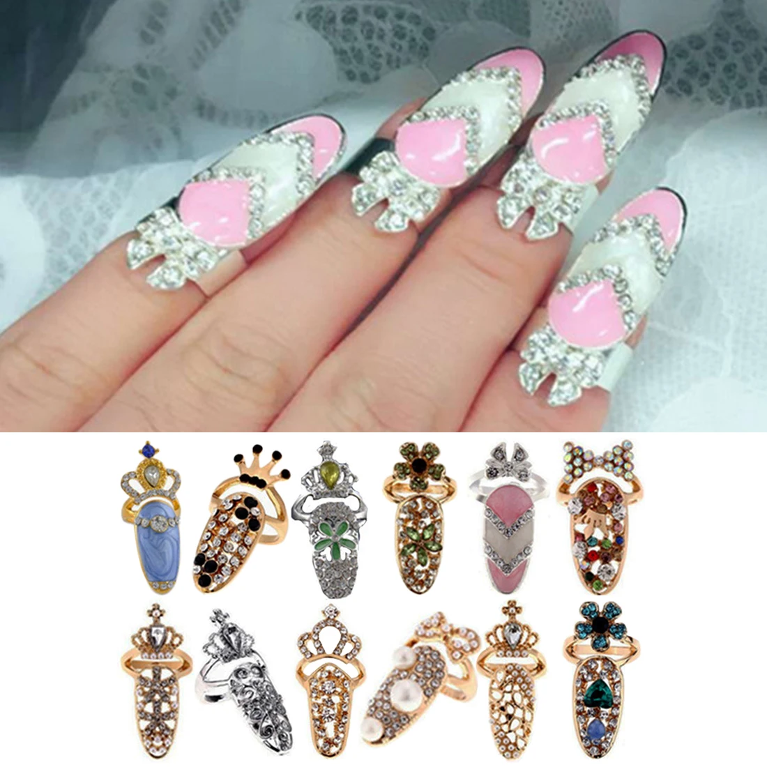 1PC Stylish Exquisite Ring Jewelry Exquisite Diamond Nail Cover Tail Ring Joint Ring Crown Armor Accessories Crystal Fake Nail
1PC Stylish Exquisite Ring Jewelry Exquisite Diamond Nail Cover Tail Ring Joint Ring Crown Armor Accessories Crystal Fake Nail