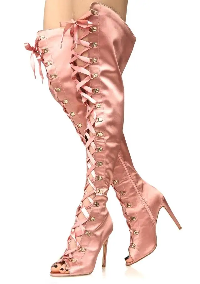 Dipsloot Spring New Woman Peep Toe Silk Sweety Sandals Boots Girls Lace-up Over-the-knee Boots Ladies Metal Buckle High Heels
Dipsloot Spring New Woman Peep Toe Silk Sweety Sandals Boots Girls Lace-up Over-the-knee Boots Ladies Metal Buckle High Heels