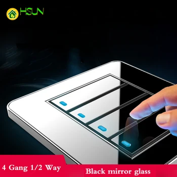 Tap the switch at any point Type 86 Black Mirror Glass 4Gang 1Way 2Way Wall Switch Panel with led fluorescent
Tap the switch at any point Type 86 Black Mirror Glass 4Gang 1Way 2Way Wall Switch Panel with led fluorescent