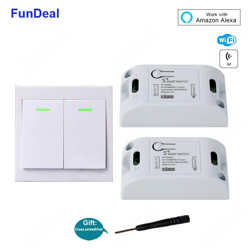 RF WiFi Wireless Switch For Smart Home Automation Module Timer Remote Controller AC 110V 220V 1 Channel 433 MHz Wall Transmitter
RF WiFi Wireless Switch For Smart Home Automation Module Timer Remote Controller AC 110V 220V 1 Channel 433 MHz Wall Transmitter