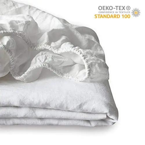 Basic Flat Sheet Twin, White BISELINA Belgian Linen Flat Sheet 55/% Linen 45/% Cotton Solid Color French Farmhouse Super Soft