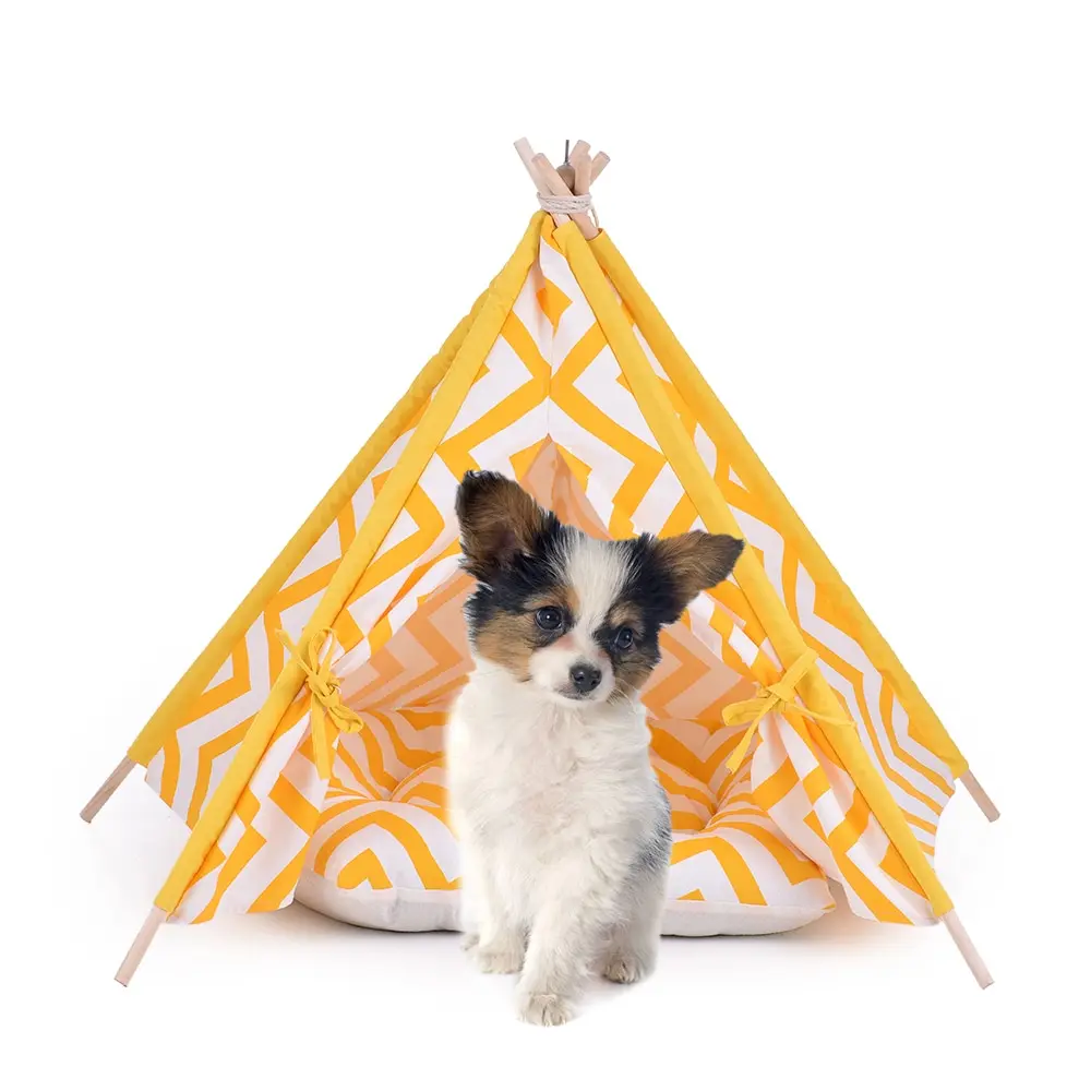 Cute Yellow Stripe Canvas Pet House Teepee Tent Cave Bed For Dogs Cats Guinea Pigs with Fixator Blackboard
Cute Yellow Stripe Canvas Pet House Teepee Tent Cave Bed For Dogs Cats Guinea Pigs with Fixator Blackboard