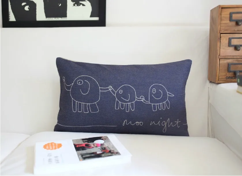 

cartoon Pillow covers,Cute baby elephant Cushion Cover Linen Pillow case Office Home Decor sofa cushions 30*50cm