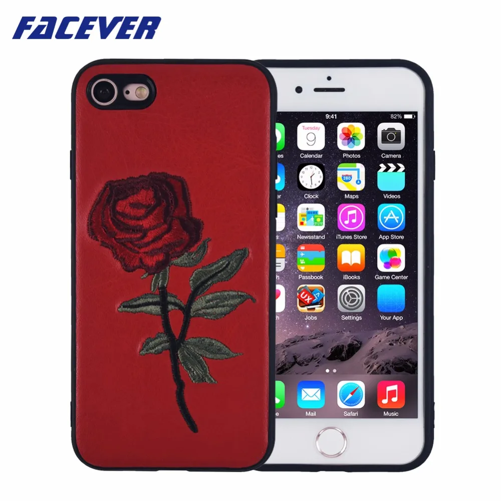 Facever Rose Flower Case For iPhone 7 4.7 inch Fashion Embroidery Leather + Black Silicone Phone Case Gifts For Girls
Facever Rose Flower Case For iPhone 7 4.7 inch Fashion Embroidery Leather + Black Silicone Phone Case Gifts For Girls