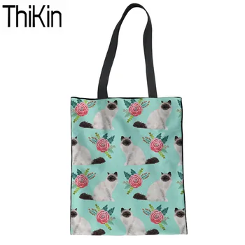 THIKIN Women Fashion Shopping Bag for Recycle Ladies Birman Cat Printing Linen Tote Bag Females Large Capacity Shopper Bags
THIKIN Women Fashion Shopping Bag for Recycle Ladies Birman Cat Printing Linen Tote Bag Females Large Capacity Shopper Bags
