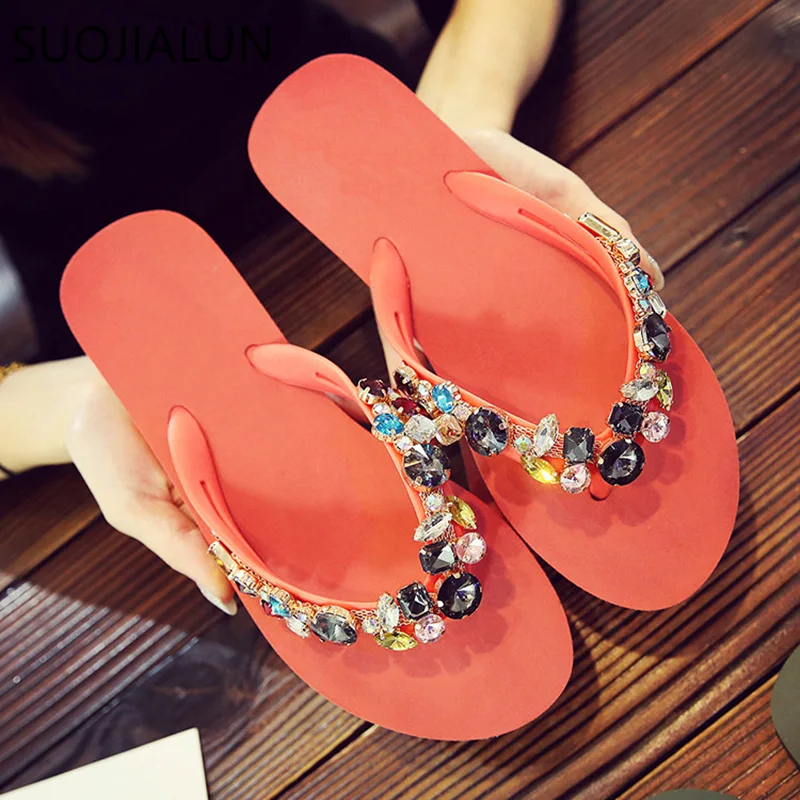 SUOJIALUN Women's Summer Slipper Brand Crystal Beach Flip Flops Lady Slippers Women Flat Heel Casual Slipper zapatos mujer
SUOJIALUN Women's Summer Slipper Brand Crystal Beach Flip Flops Lady Slippers Women Flat Heel Casual Slipper zapatos mujer