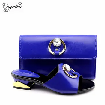 New arrival party set medium heel African slipper shoes with handbag set YA336-4 in royal blue, heel height 4cm
New arrival party set medium heel African slipper shoes with handbag set YA336-4 in royal blue, heel height 4cm