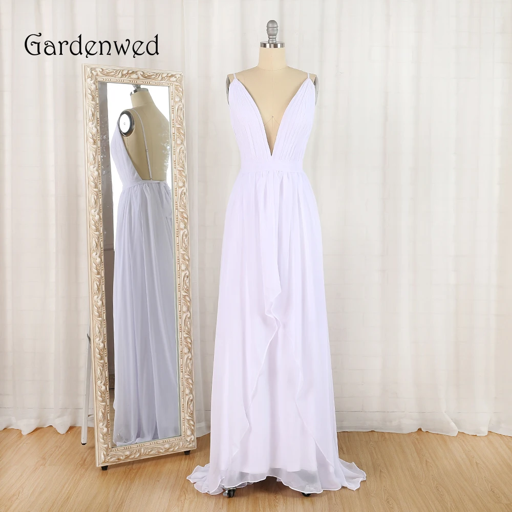 Gardenwed Beach Wedding Dress 2019 vestido de novia Sexy Spaghetti Straps V Neck Chiffon Long Bridal Gowns 
Gardenwed Beach Wedding Dress 2019 vestido de novia Sexy Spaghetti Straps V Neck Chiffon Long Bridal Gowns