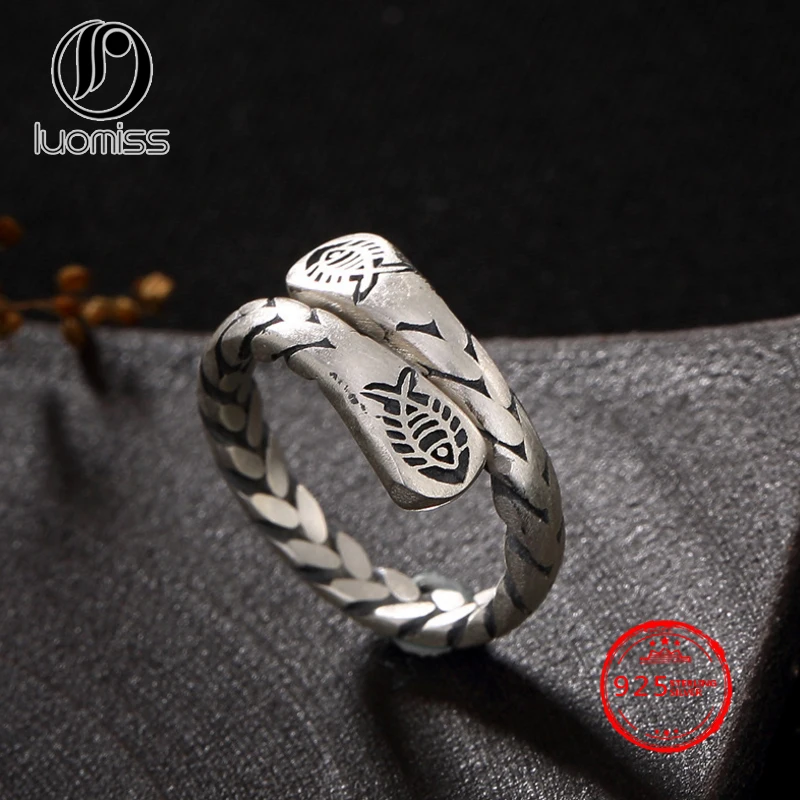 S925 Sterling Silver retro matte old fish personalized wild female open ring wholesale generation...
S925 Sterling Silver retro matte old fish personalized wild female open ring wholesale generation...