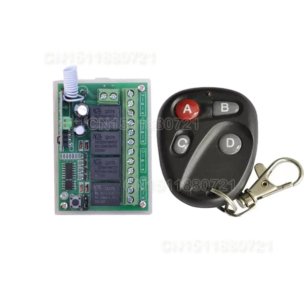 DC12V 4CH RF Wireless Remote Control Switch 315/433 MHZ Transmitter And Receiver CHINA manufacturer
DC12V 4CH RF Wireless Remote Control Switch 315/433 MHZ Transmitter And Receiver CHINA manufacturer