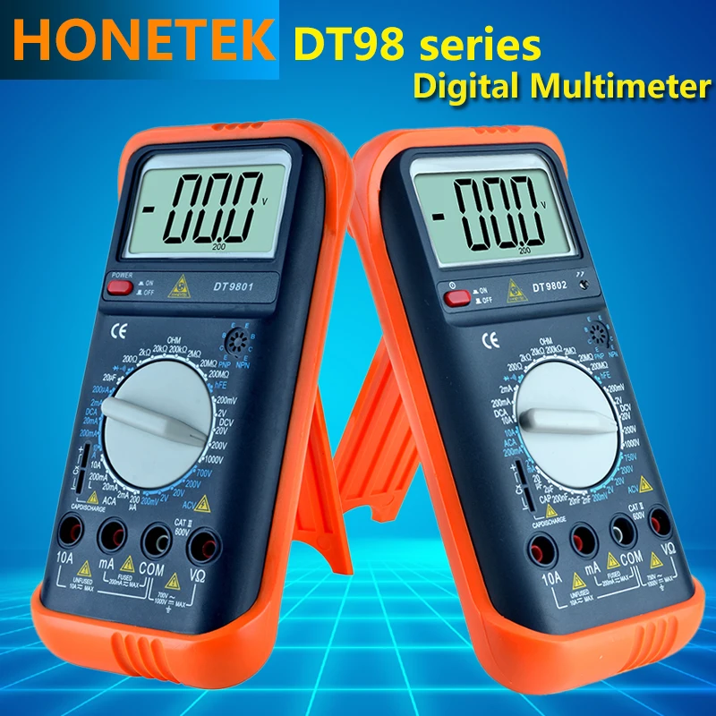 DT9801/DT9802 Series performance electrician special instruments digital multimeter, Back light AC/DC Ammeter Voltmeter Ohm
DT9801/DT9802 Series performance electrician special instruments digital multimeter, Back light AC/DC Ammeter Voltmeter Ohm