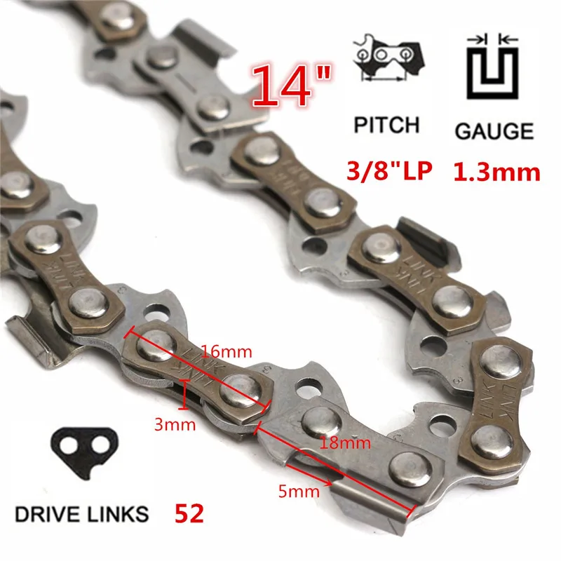 52 Link 14" Metal Chainsaw Saw Chain Length Fits For McCulloch 335 338 435 438 463 for Use on Portable Chain Saw Mills
52 Link 14" Metal Chainsaw Saw Chain Length Fits For McCulloch 335 338 435 438 463 for Use on Portable Chain Saw Mills