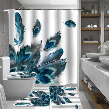 4 Pcs Peacock Feathers Waterproof Bathroom Shower Curtain Toilet Cover Mat Non-Slip Floor Mat Rug Bathroom Set with 12 Hooks
4 Pcs Peacock Feathers Waterproof Bathroom Shower Curtain Toilet Cover Mat Non-Slip Floor Mat Rug Bathroom Set with 12 Hooks