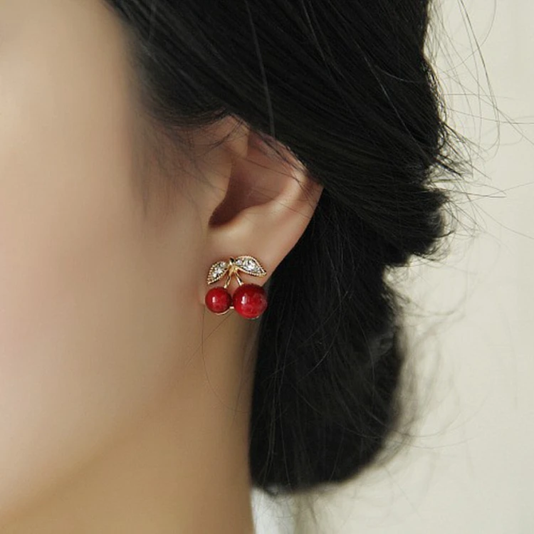 Hot Sale Fashion Luxury Rhinestone Leaves Red Cherry Round Ball Gold Color Cute Stud Earrings for Women Brincos Oorbellen Bijoux
Hot Sale Fashion Luxury Rhinestone Leaves Red Cherry Round Ball Gold Color Cute Stud Earrings for Women Brincos Oorbellen Bijoux
