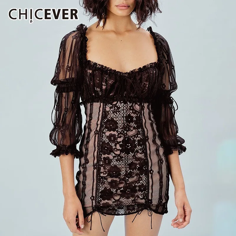 CHICEVER Sexy Lace Patchwork Women Dress Square Collar High Waist Puff Sleeve Hollow Out Bandages Mini Dresses Female 2019 New
CHICEVER Sexy Lace Patchwork Women Dress Square Collar High Waist Puff Sleeve Hollow Out Bandages Mini Dresses Female 2019 New