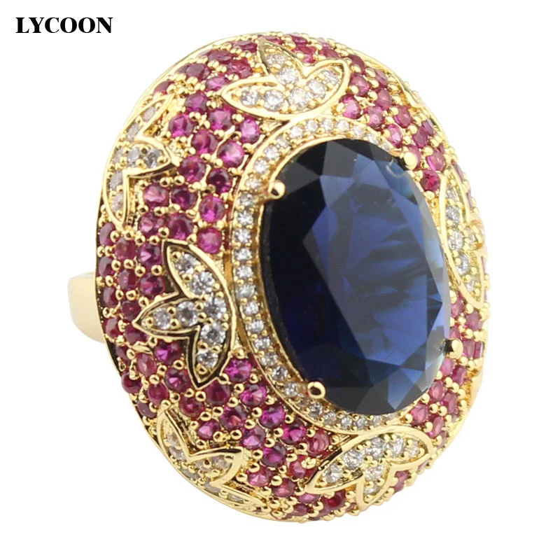 LYCOON new elegant gold-color oval style big crystal rings prong setting rose red Cubic Zirconia party ring for women LYCZR154
LYCOON new elegant gold-color oval style big crystal rings prong setting rose red Cubic Zirconia party ring for women LYCZR154