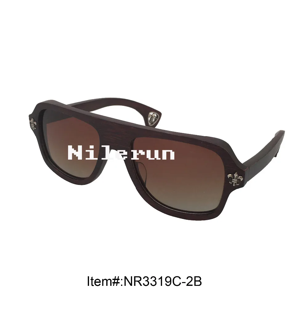 new style dark brown bamboo sunglasses with gradient brown lenses and metal decorating pins
new style dark brown bamboo sunglasses with gradient brown lenses and metal decorating pins