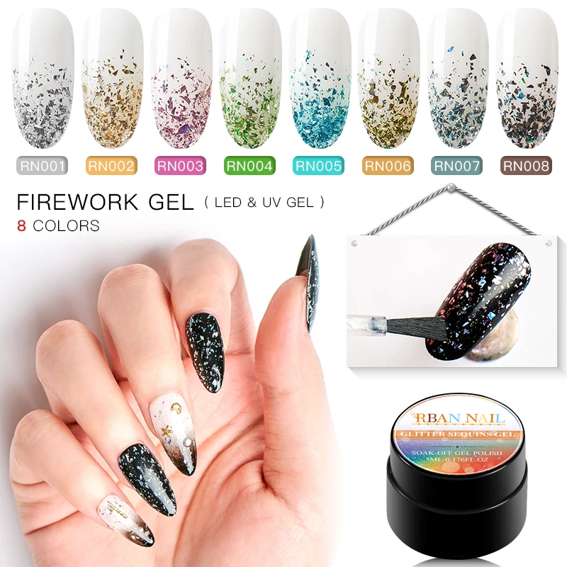 RBAN NAIL 5ML Fireworks Nail Gel Polish Soak Off Sparkly Sequins UV Gel Nail Lacquer Semi Permanent Galaxy Effect Nail Varnish
RBAN NAIL 5ML Fireworks Nail Gel Polish Soak Off Sparkly Sequins UV Gel Nail Lacquer Semi Permanent Galaxy Effect Nail Varnish