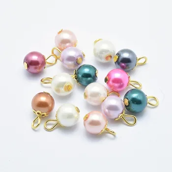 Iron Glass Pearl Charms Small Pendants for Necklace Bracelet Jewelry DIY Making, Round, Golden, Mixed Color, 13x8mm, Hole: 2mm
Iron Glass Pearl Charms Small Pendants for Necklace Bracelet Jewelry DIY Making, Round, Golden, Mixed Color, 13x8mm, Hole: 2mm