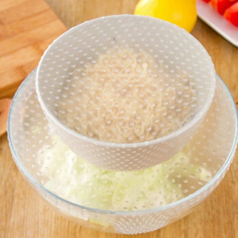 4Pcs/set Sealed Silicone Cling Film Fresh Food Cover Wrap Kitchen Stretch Fresh Keeping Container Kitchen Tool Lid Wrap Tool
4Pcs/set Sealed Silicone Cling Film Fresh Food Cover Wrap Kitchen Stretch Fresh Keeping Container Kitchen Tool Lid Wrap Tool