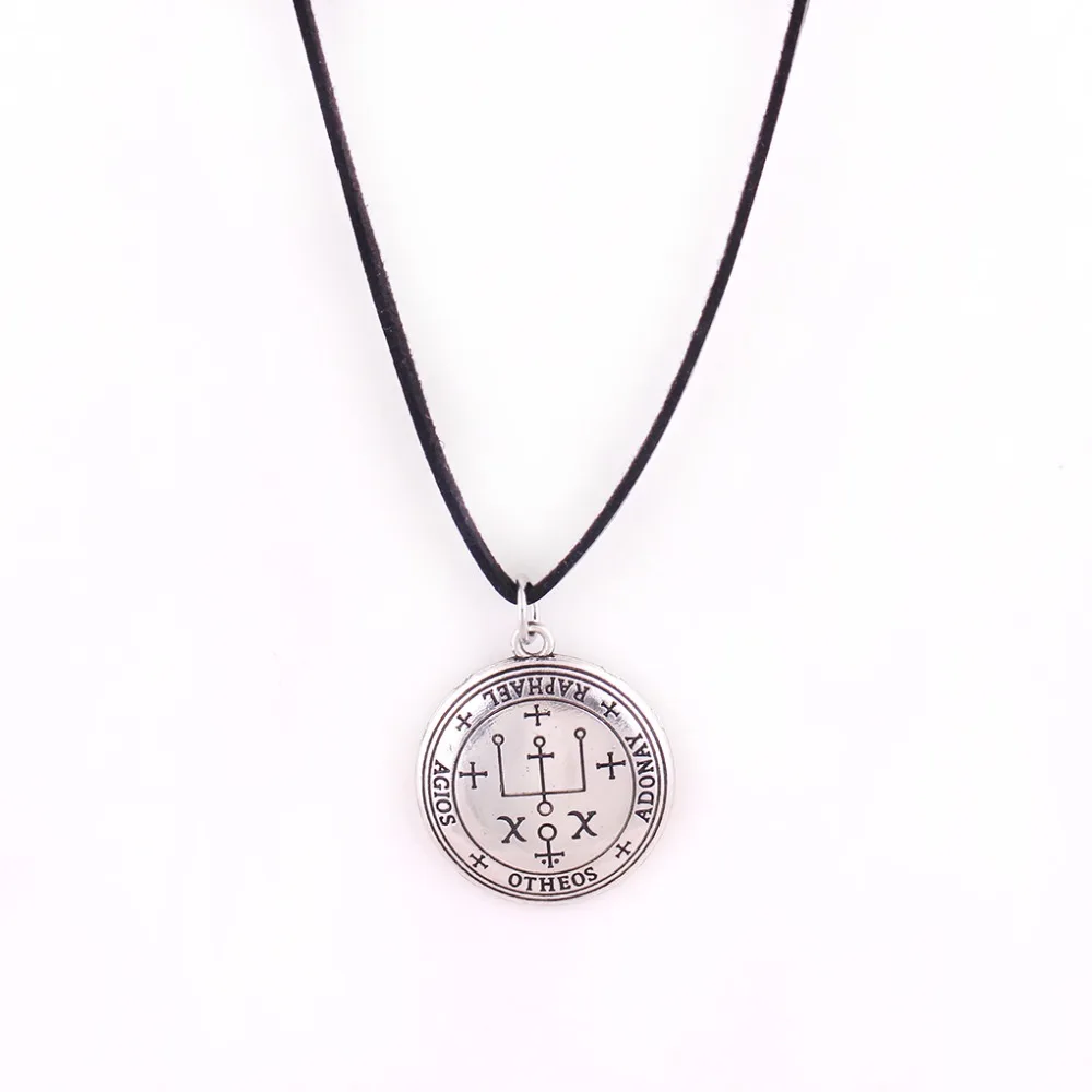 Leather Rope Chain Archangel RAPHAEL Angelic Amulet Material Zinc Alloy Special Ancient Rune Viking Necklace Dropshipping
Leather Rope Chain Archangel RAPHAEL Angelic Amulet Material Zinc Alloy Special Ancient Rune Viking Necklace Dropshipping
